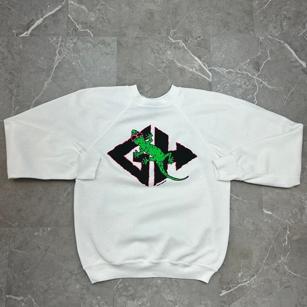 80s Vintage Gecko Hawaii Sweatshirt Mens Large Surfing Pullover Crewneck Surf